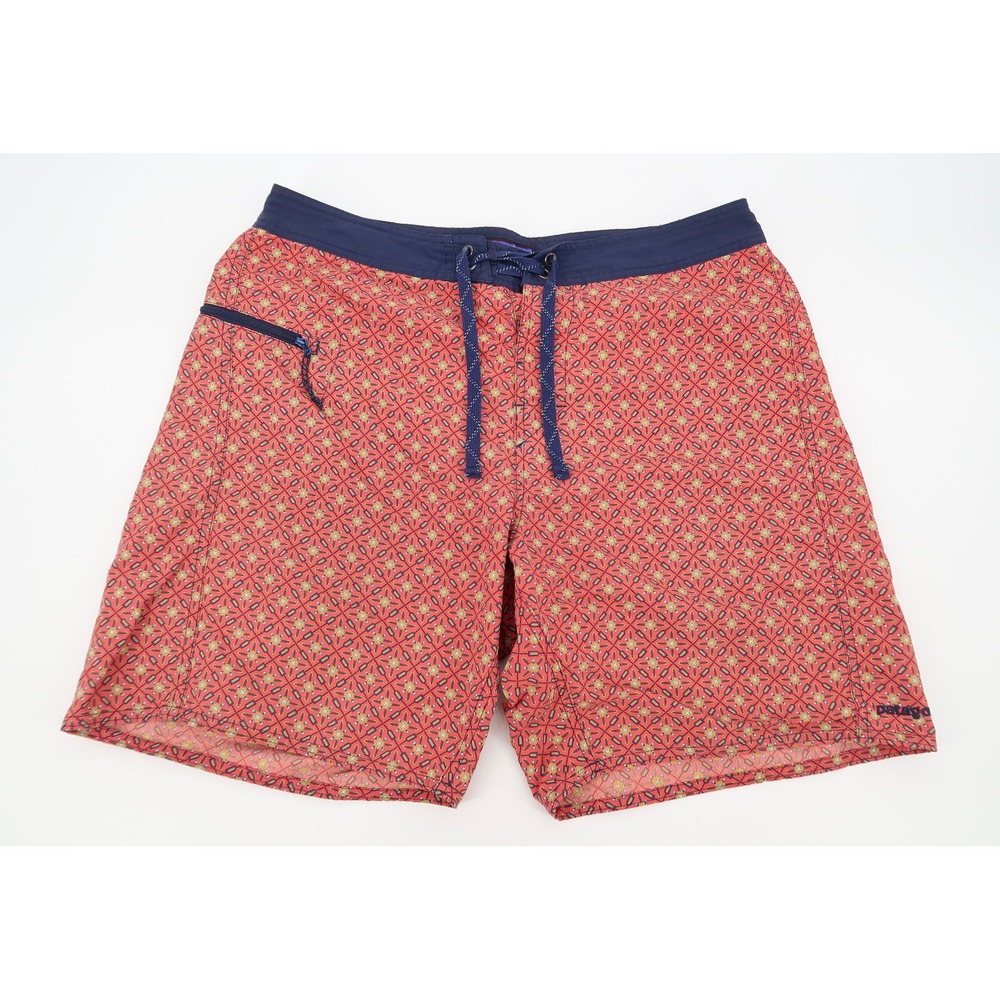 Patagonia Men's 34 Printed Wavefarer 19" Board Shorts Geometric Surf
